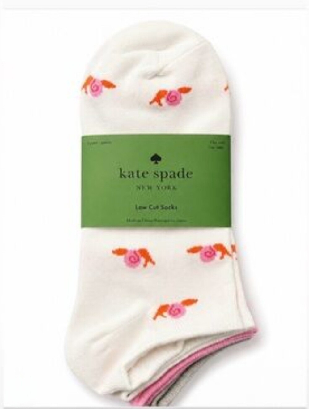 kate spade White Low Cut Socks Snails Print